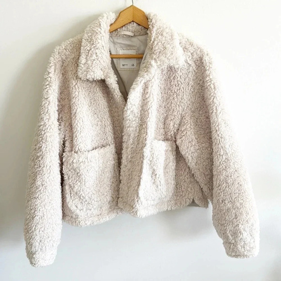 Abercrombie Ivory Sherpa bomber Jacket size XL - Picture 2 of 8